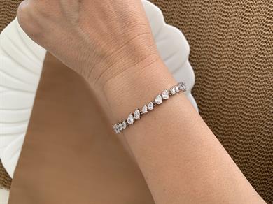 Vip Gümüş Baget Taşlı Damla Su Yolu Bileklik