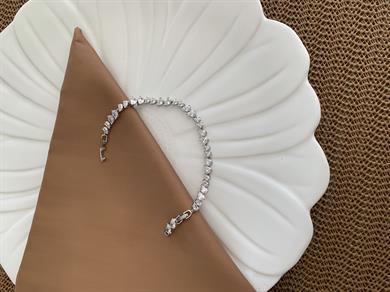 Vip Gümüş Baget Taşlı Damla Su Yolu Bileklik