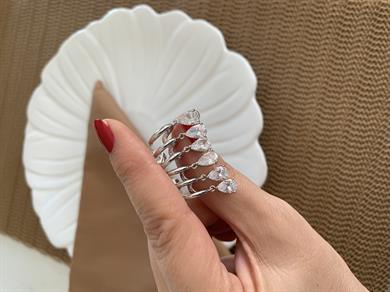 Vip Gümüş Damla Tek Taş Sallantılı Tasarım Küpe