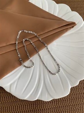 Vip 49 Cm Gümüş İç İçe Geçme Pul Sıralı Kolye