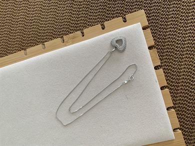 Vip Gümüş İnce Zincir Komple Zirkon Taşlı Kalp Kolye