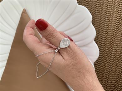 Vip Gümüş İnce Zincir Zirkon Taşlı Damla Kolye