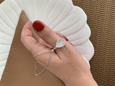 Vip Gümüş İnce Zincir Zirkon Taşlı Damla Kolye