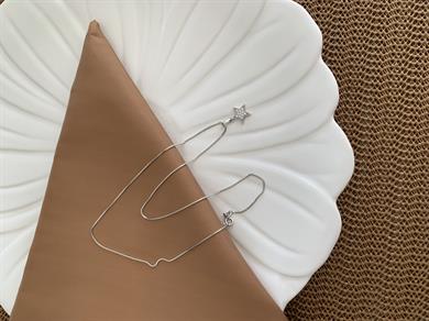 Vip Gümüş İnce Zincir Zirkon Taşlı Mini Yıldız Kolye