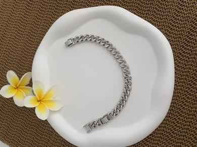 Vip Gümüş Kalın Klasik Zirkon Taşlı Bileklik