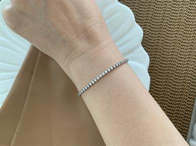 Vip Gümüş Mini Kare Taşlı Su Yolu Bileklik