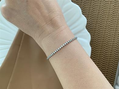 Vip Gümüş Mini Kare Taşlı Su Yolu Bileklik