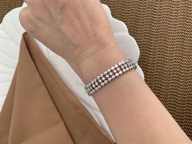 Vip Gümüş Ortası Kartaneli Baget Taşlı Tasarım Bileklik