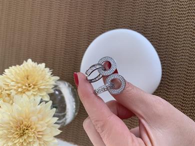 Vip Gümüş Zirkon Taş Daire Sallantılı S Sıralı Halka Küpe