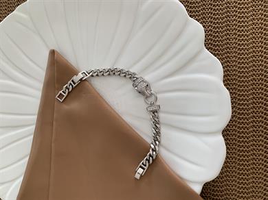 Vip Gümüş Zirkon Taşlı Aslan Tasarım Bileklik