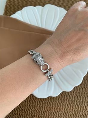 Vip Gümüş Zirkon Taşlı Aslan Tasarım Bileklik