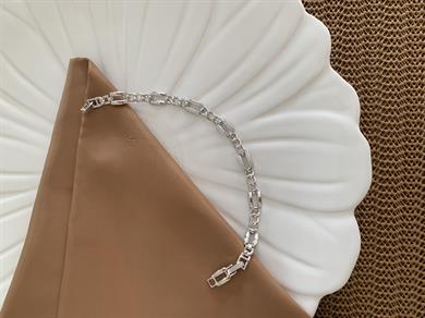 Vip Gümüş Zirkon Taşlı Dikdörtgen Sıralı Bileklik