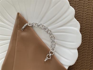 Vip Gümüş Zirkon Taşlı İç İçe Geçme Daire Sıralı Bileklik