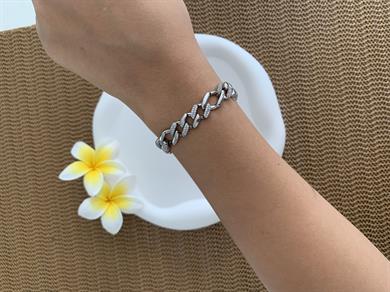 Vip Gümüş Zirkon Taşlı İç İçe Geçme Klasik Zincir Bileklik