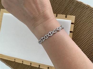 Vip Gümüş Zirkon Taşlı İkili Mini Kalp Sıralı Bileklik 