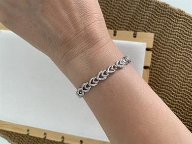 Vip Gümüş Zirkon Taşlı İkili Mini Kalp Sıralı Bileklik 