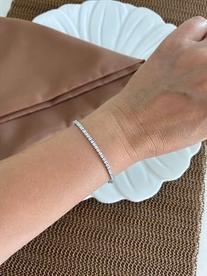 Vip Gümüş Zirkon Taşlı Kare Su Yolu Bileklik