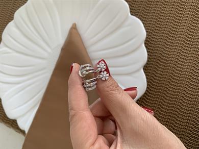 Vip Gümüş Zirkon Taşlı Kartanesi Tasarım Küpe