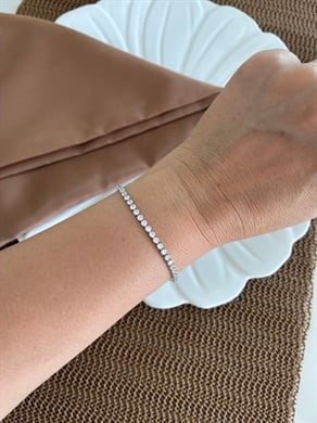 Vip Gümüş Zirkon Taşlı Mini Kare Su Yolu Bileklik