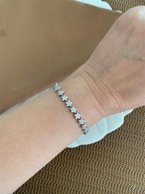 Vip Gümüş Zirkon Taşlı Plaka Yıldız Sıralı Bileklik