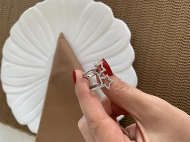 Vip Gümüş Zirkon Taşlı Su Yolu Yıldız Sallantılı Küpe
