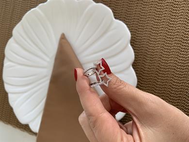 Vip Gümüş Zirkon Taşlı Su Yolu Yıldız Sallantılı Küpe