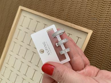Vip Gümüş Zirkon Taşlı Üçlü Set Halka Küpe