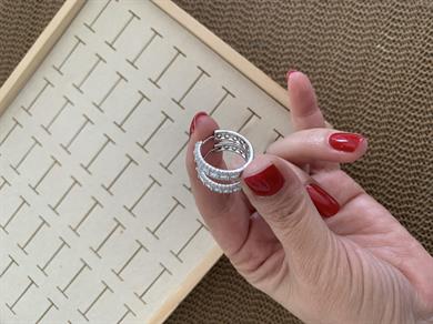 Vip Gümüş Zirkon Taşlı Yıldız Sıralı Halka Küpe