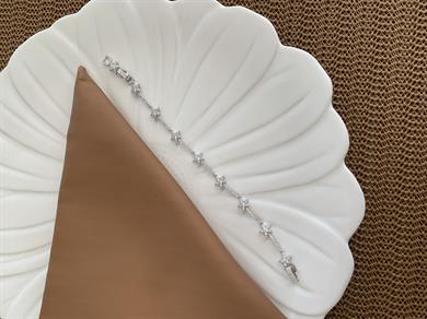 Vip Gümüş Zirkon Taşlı Yıldız Sıralı Zincir Bileklik