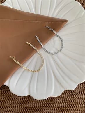 Vip İnce Baget Taşlı S Sıralı Zincir Bileklik