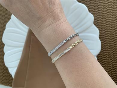 Vip İnce Baget Taşlı S Sıralı Zincir Bileklik