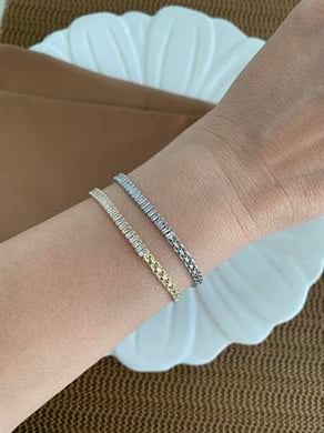 Vip İnce Baget Taşlı S Sıralı Zincir Bileklik