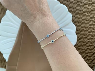 Vip İnce Su Yolu Daire Nazar Sıralı Bileklik