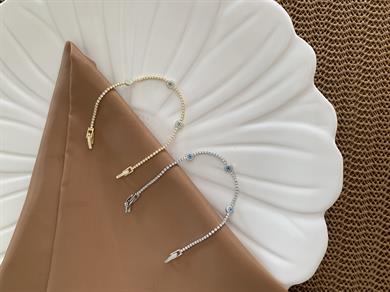 Vip İnce Su Yolu Daire Nazar Sıralı Bileklik