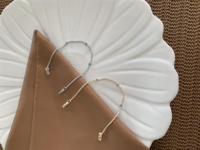 Vip İnce Su Yolu Mavi Taş Daire Sıralı Bileklik