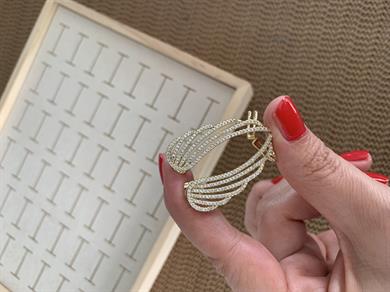 Vip Komple Gömme Zirkon Taşlı Melek Kanadı Tasarım Küpe