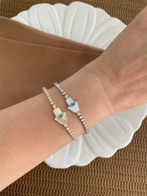 Vip Mini Kare Taş Su Yolu Fatma Ana Eli  Bileklik