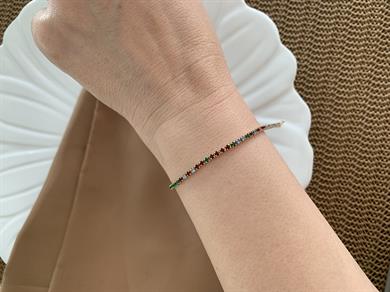 Vip Renkli Mini Kare Taşlı Su Yolu Bileklik