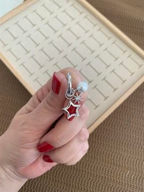Vip Zirkon Taşlı İncili Yıldız Charm Tasarım Küpe