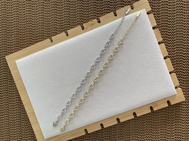 Vip Zirkon Taşlı Mini Kalp Sıralı Tasarım Bileklik 