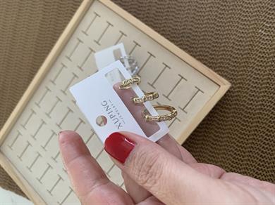 Vip Zirkon Taşlı X Sıralı Üçlü Set Halka Küpe