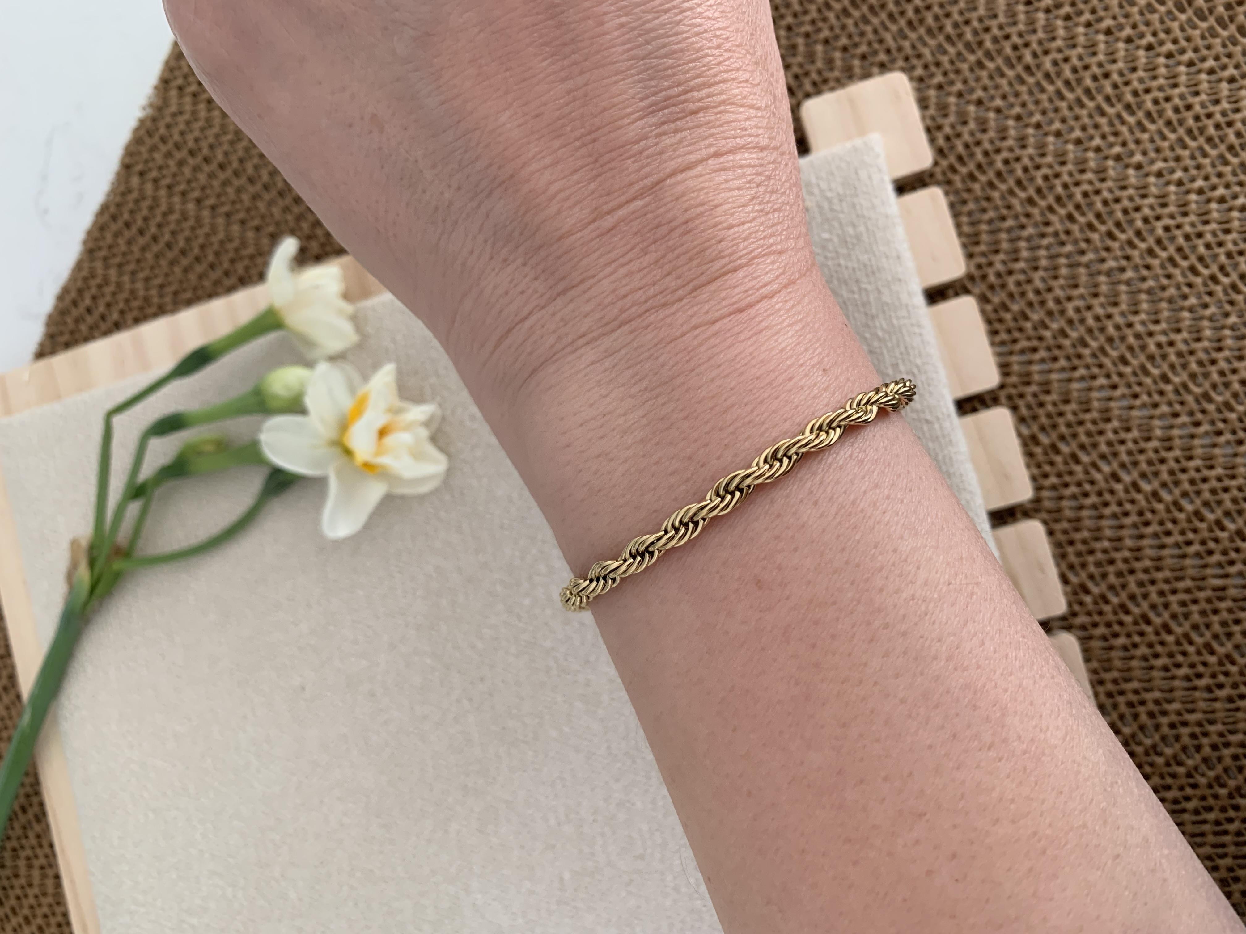 Çelik Gold 3 mm Burgu Zincir Bileklik