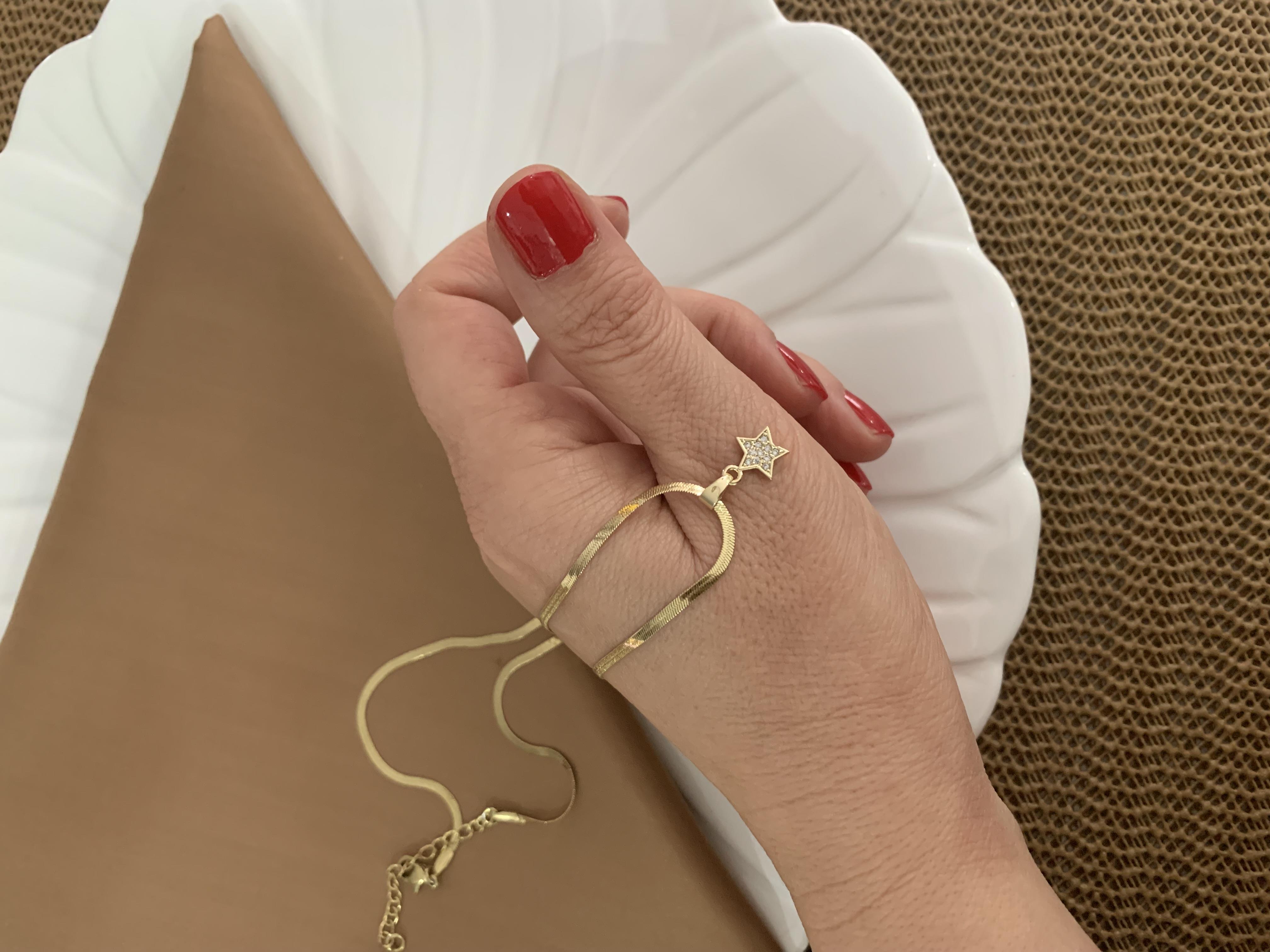 Çelik Gold İtalyan Zincir Zirkon Taşlı Mini Yıldız Kolye