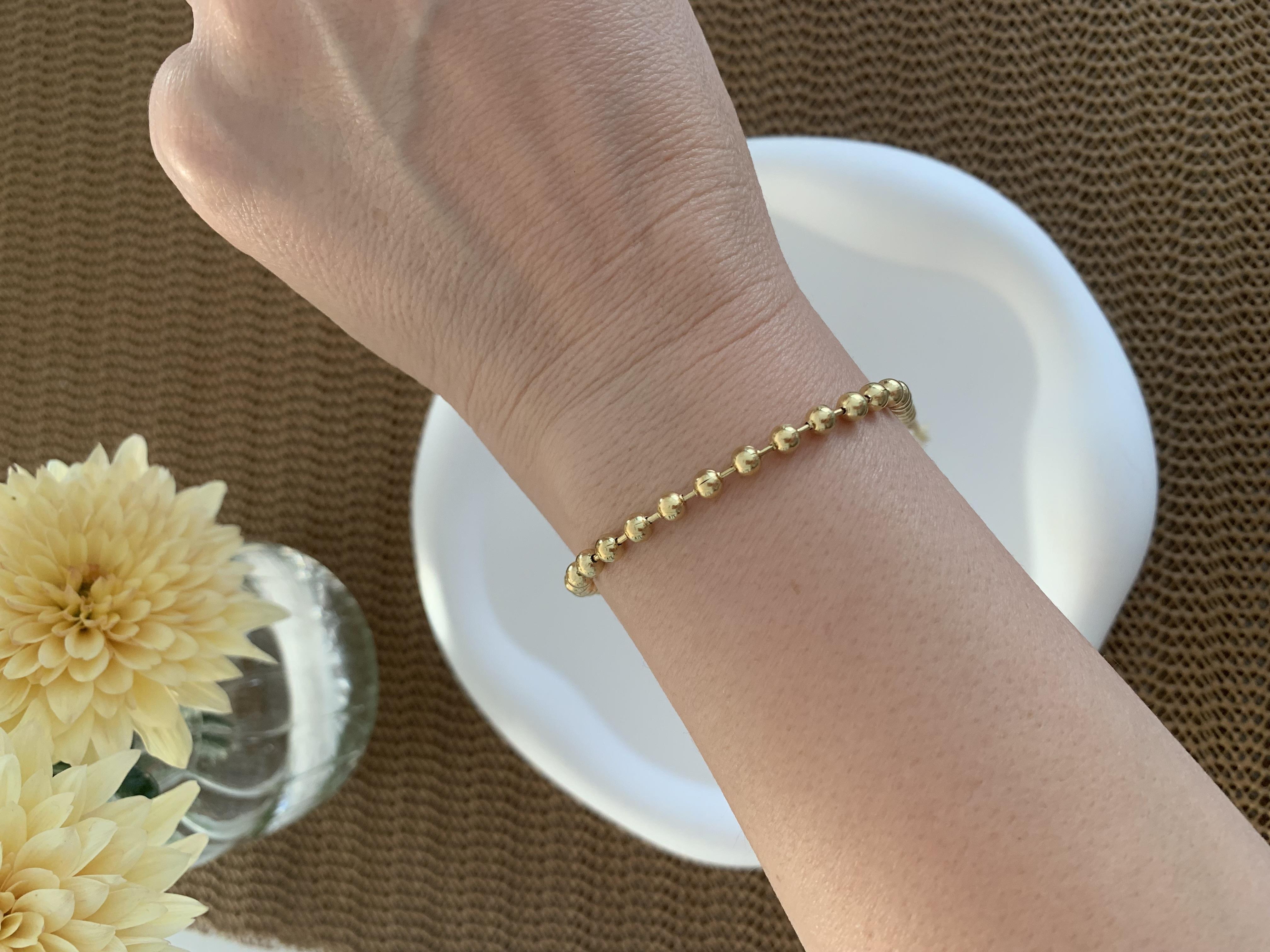 Çelik Gold Topçuk Sıralı Bileklik