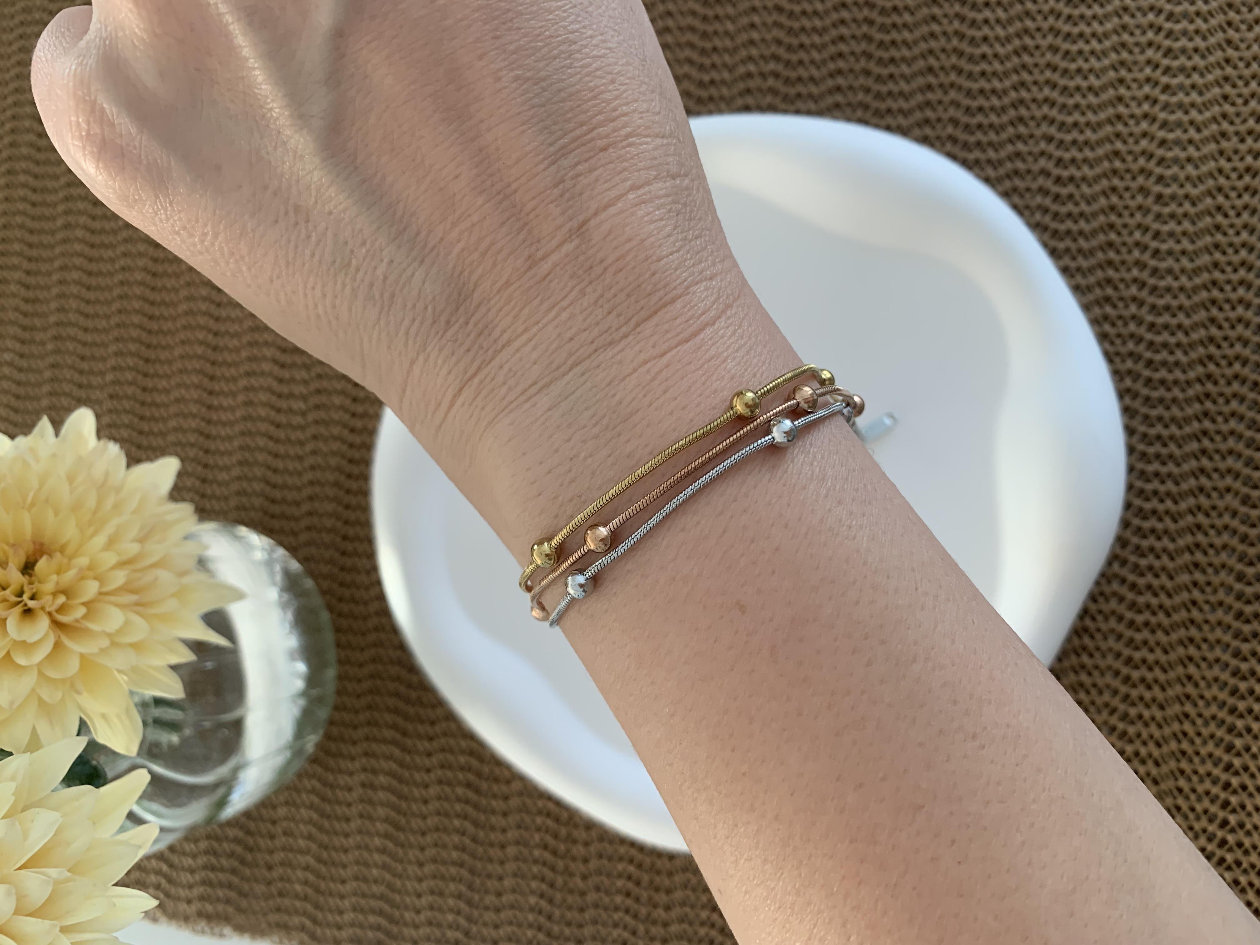 Çelik Mix Üç Sıra Topçuklu Bileklik