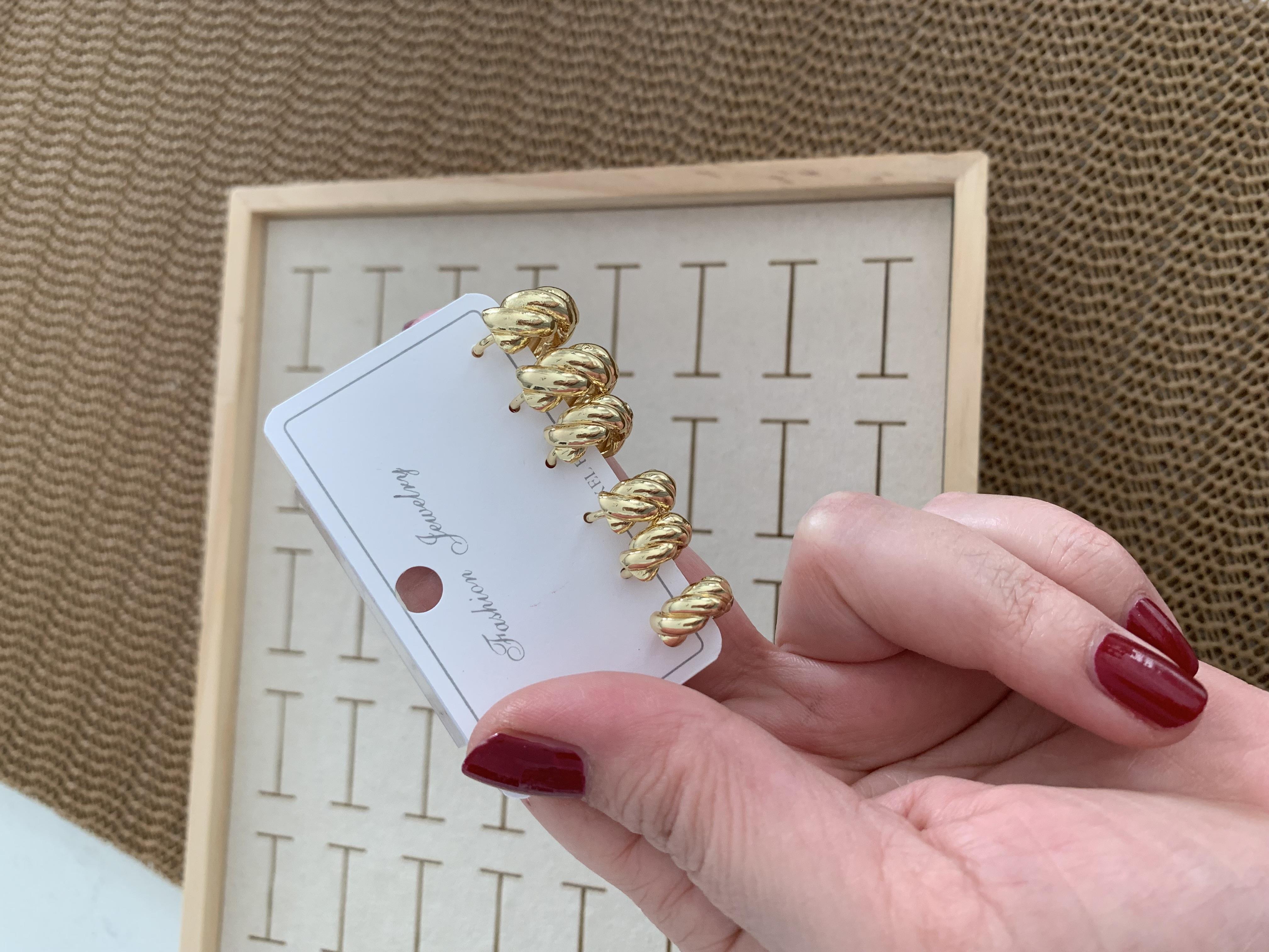 Özel Seri Gold İthal Kaplama Kalın Burgu 6 LI Set Halka Küpe