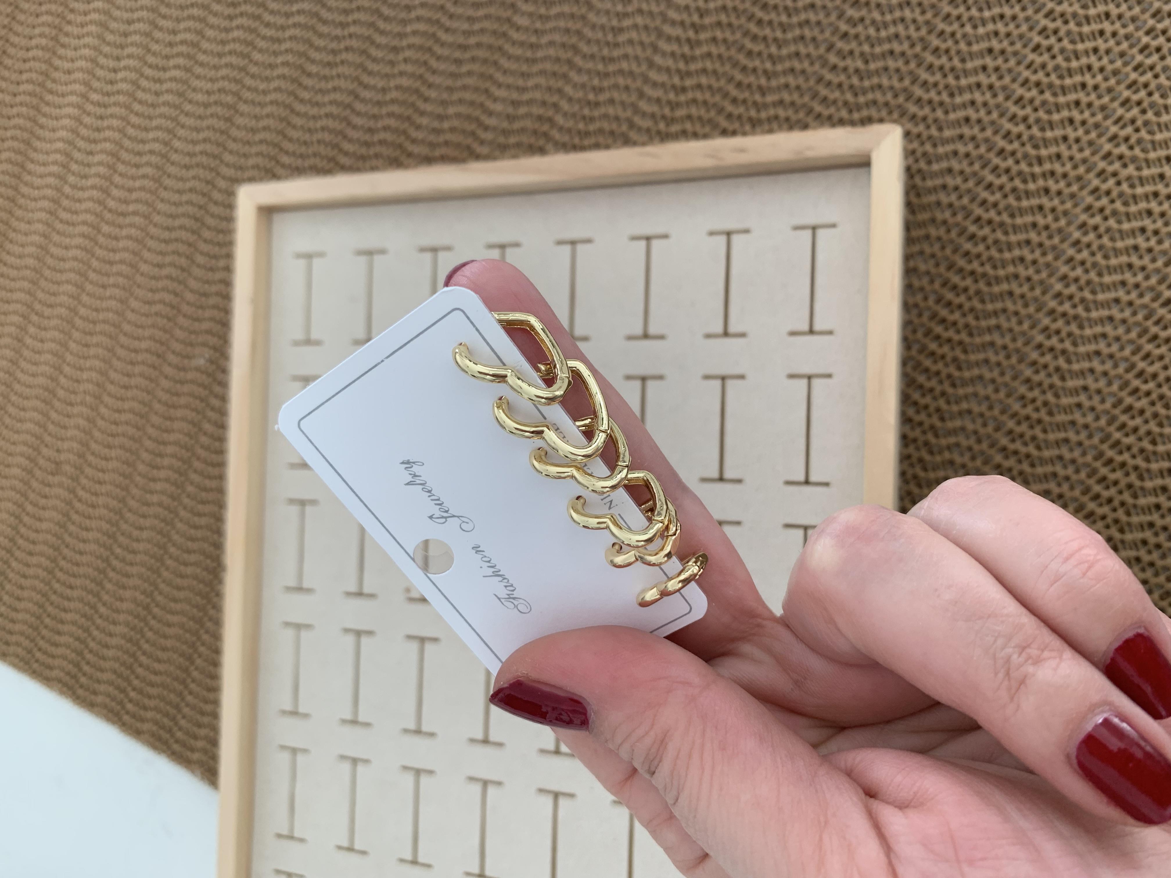 Özel Seri Gold İthal Kaplama  Kalp 6 LI Set Halka Küpe
