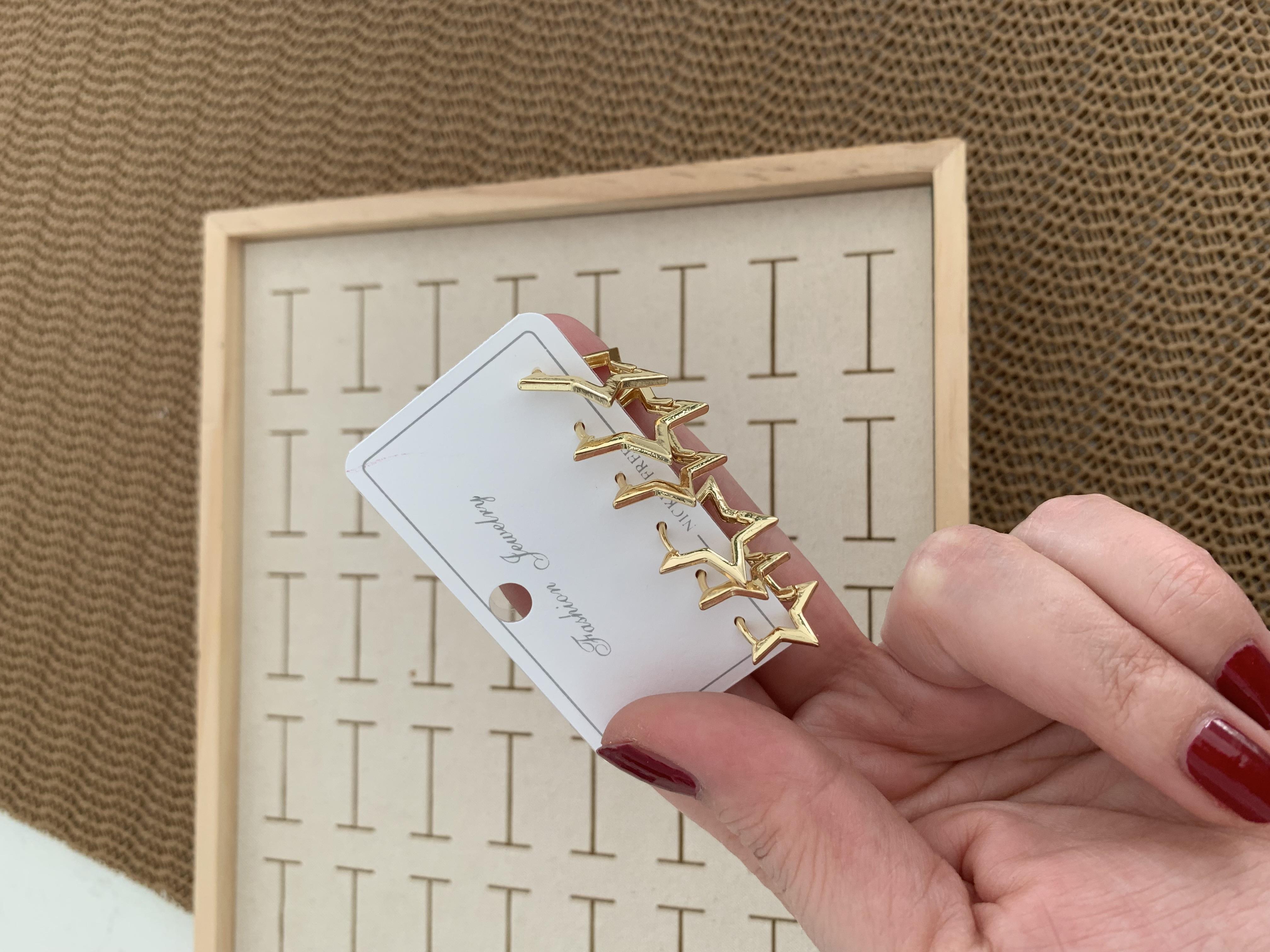 Özel Seri Gold İthal Kaplama Yıldız 6 LI Set Halka Küpe