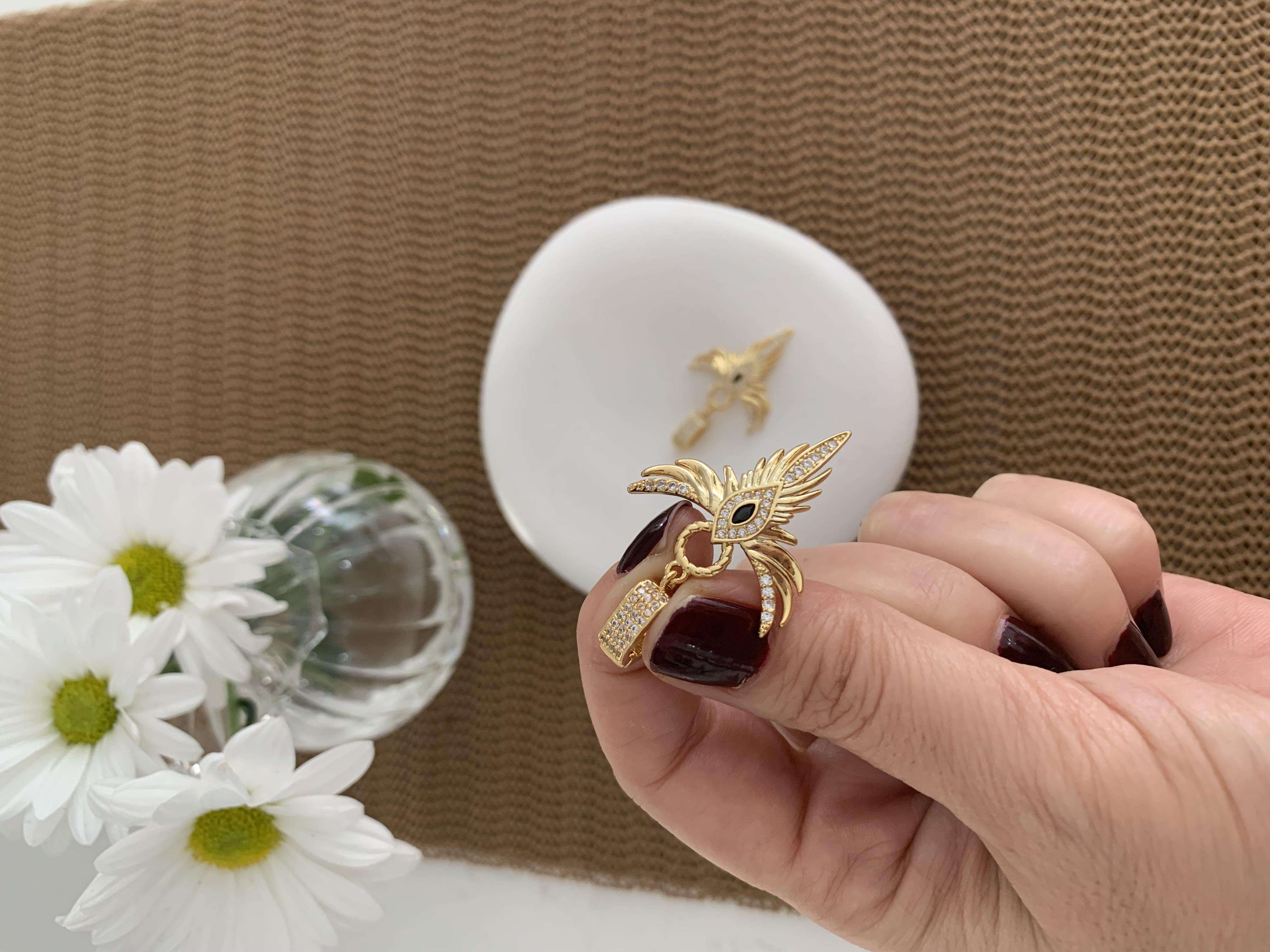 Özel Seri Gold Taşlı Ankakuşu  Charm