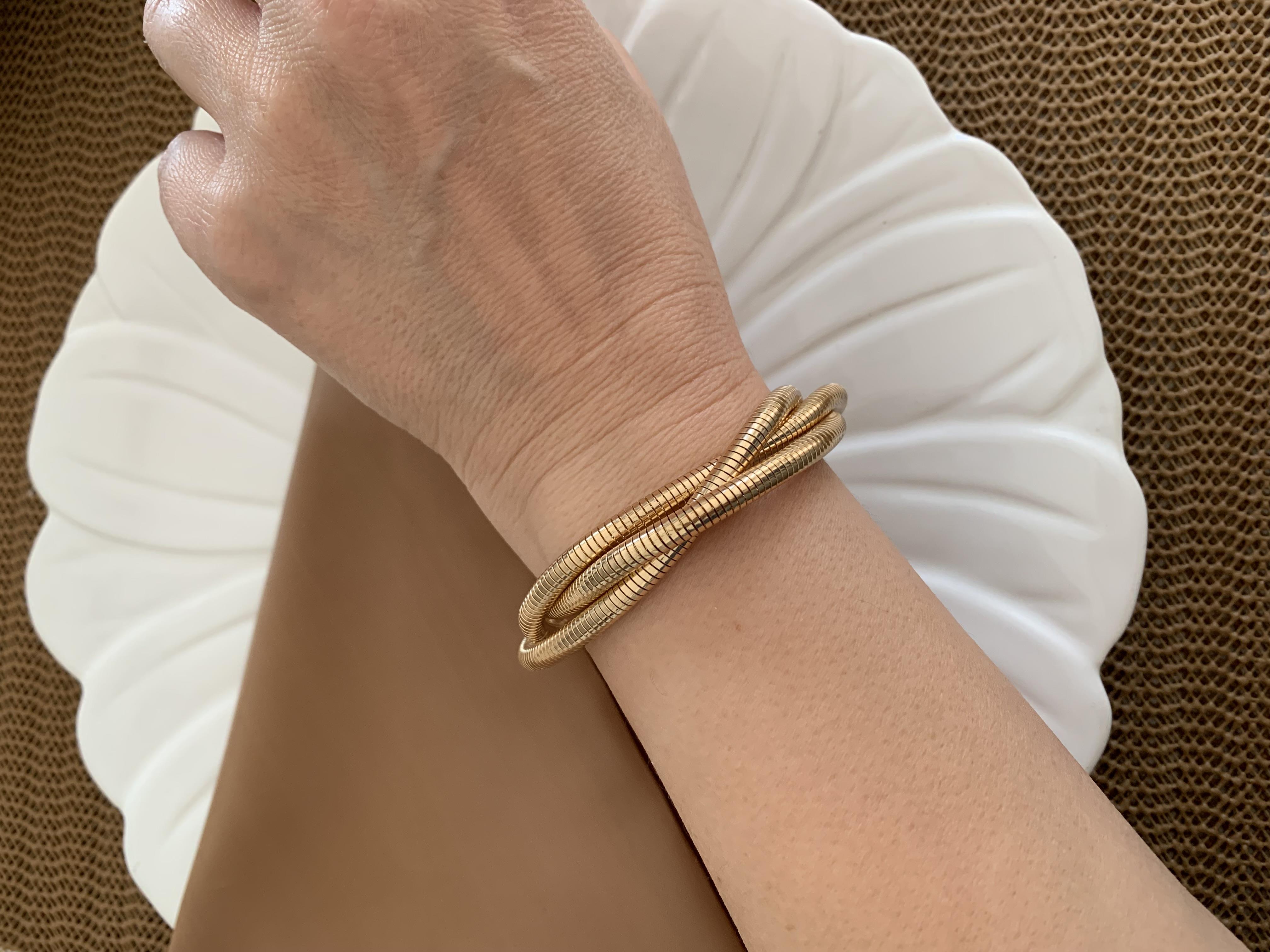 Özel Seri Gold Üç Sıra Boru Tel Kıvrımlı Bileklik
